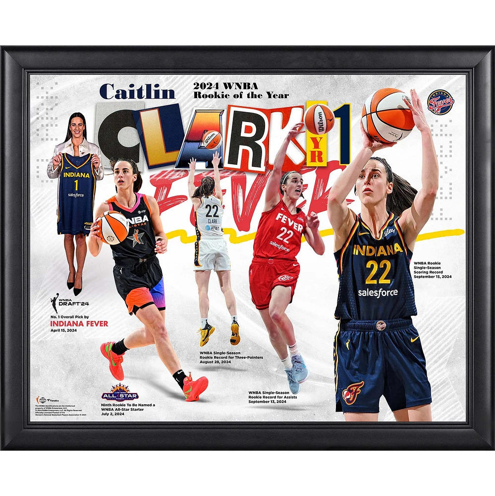 Caitlin Clark Indiana Fever Framed 16" x 20" WNBA 2024 Rookie of the Year Collage