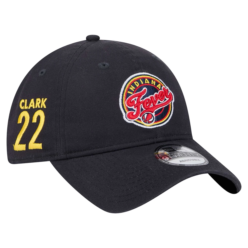 Casquette ajustable 9TWENTY bleu marine Caitlin Clark Indiana Fever avec nom et numéro sur le côté pour homme