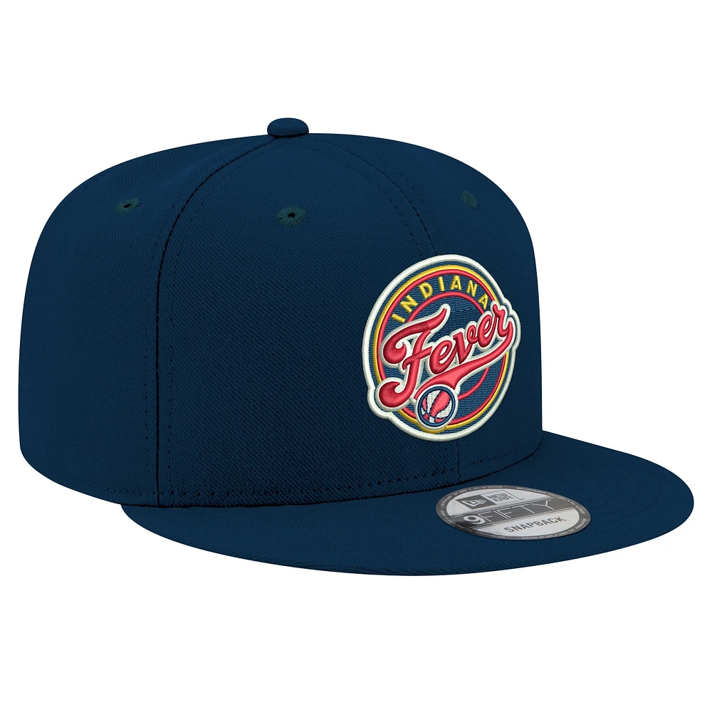 Casquette unisexe New Era bleu marine avec logo Indiana Fever 9FIFTY à pression