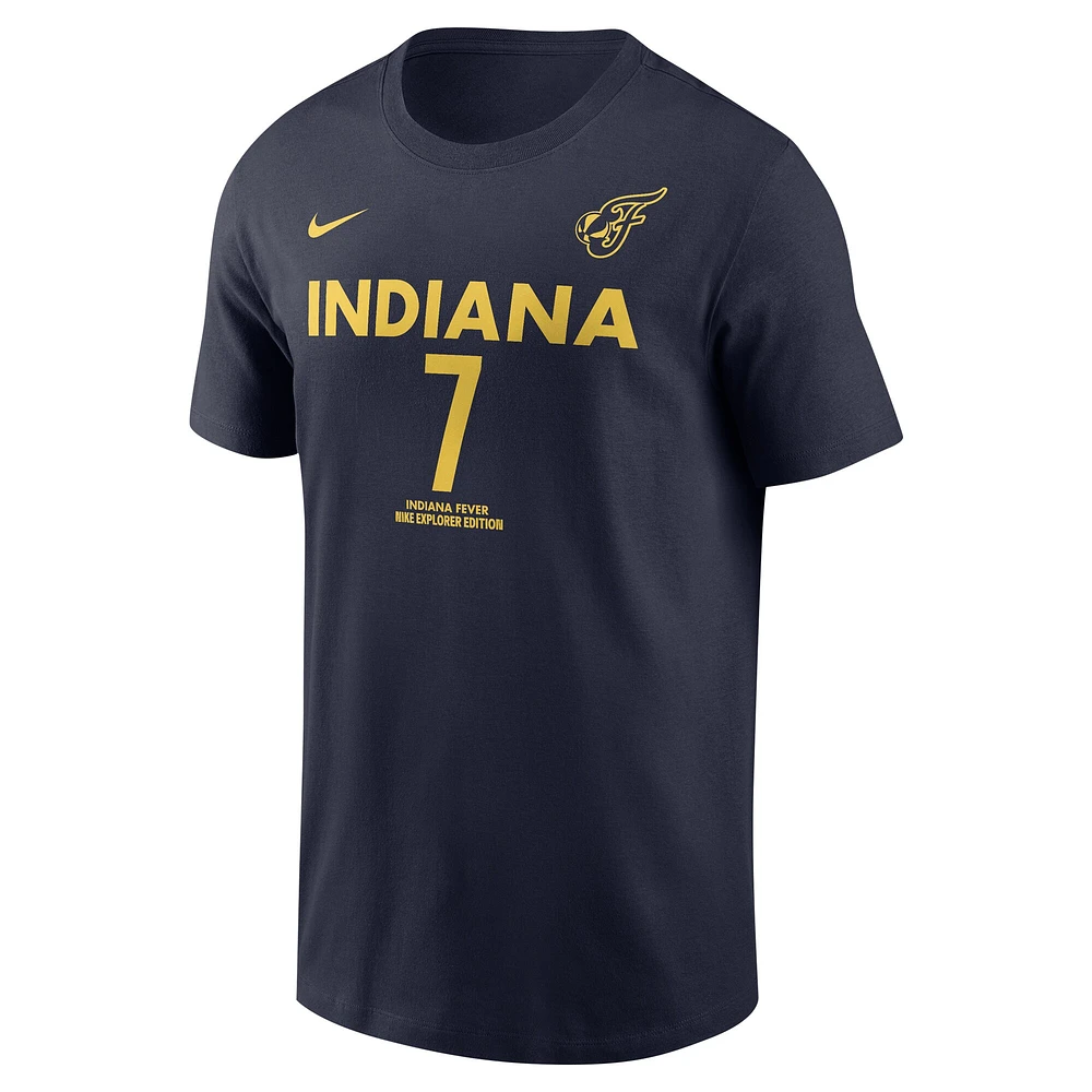 T-shirt unisexe avec nom et numéro Nike Aliyah Boston Navy Indiana Fever Explorer Edition