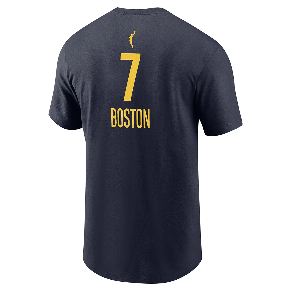 T-shirt unisexe avec nom et numéro Nike Aliyah Boston Navy Indiana Fever Explorer Edition