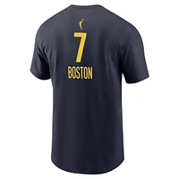 T-shirt unisexe avec nom et numéro Nike Aliyah Boston Navy Indiana Fever Explorer Edition