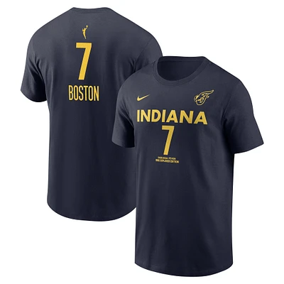 T-shirt unisexe avec nom et numéro Nike Aliyah Boston Navy Indiana Fever Explorer Edition