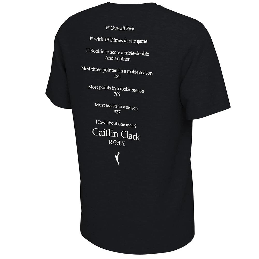 Unisex Nike Caitlin Clark Black Indiana Fever 2024 WNBA Rookie of the Year T-Shirt