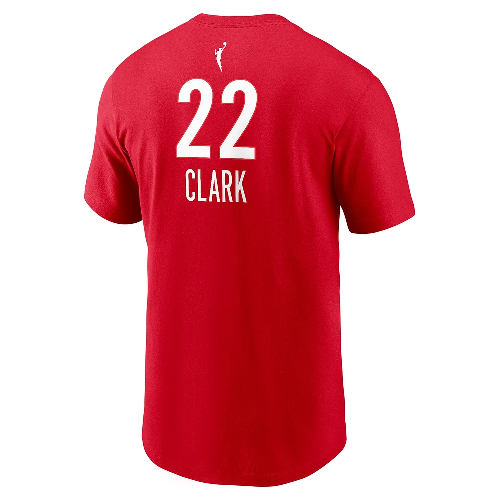 T-shirt unisexe Nike Caitlin Clark Red Indiana Fever 2024 WNBA Draft Rebel Edition avec nom et numéro de joueur