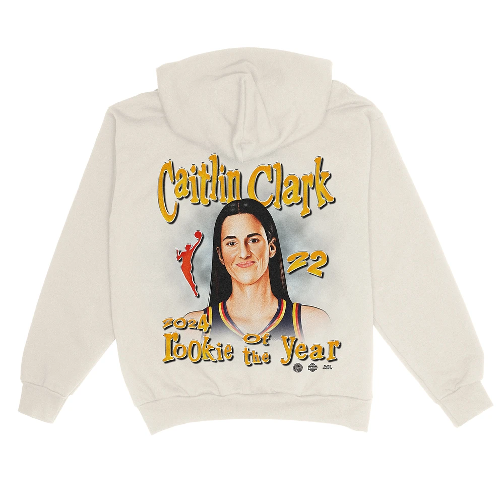 Unisex Playa Society Caitlin Clark Cream Indiana Fever 2024 WNBA Rookie of the Year Pullover Hoodie