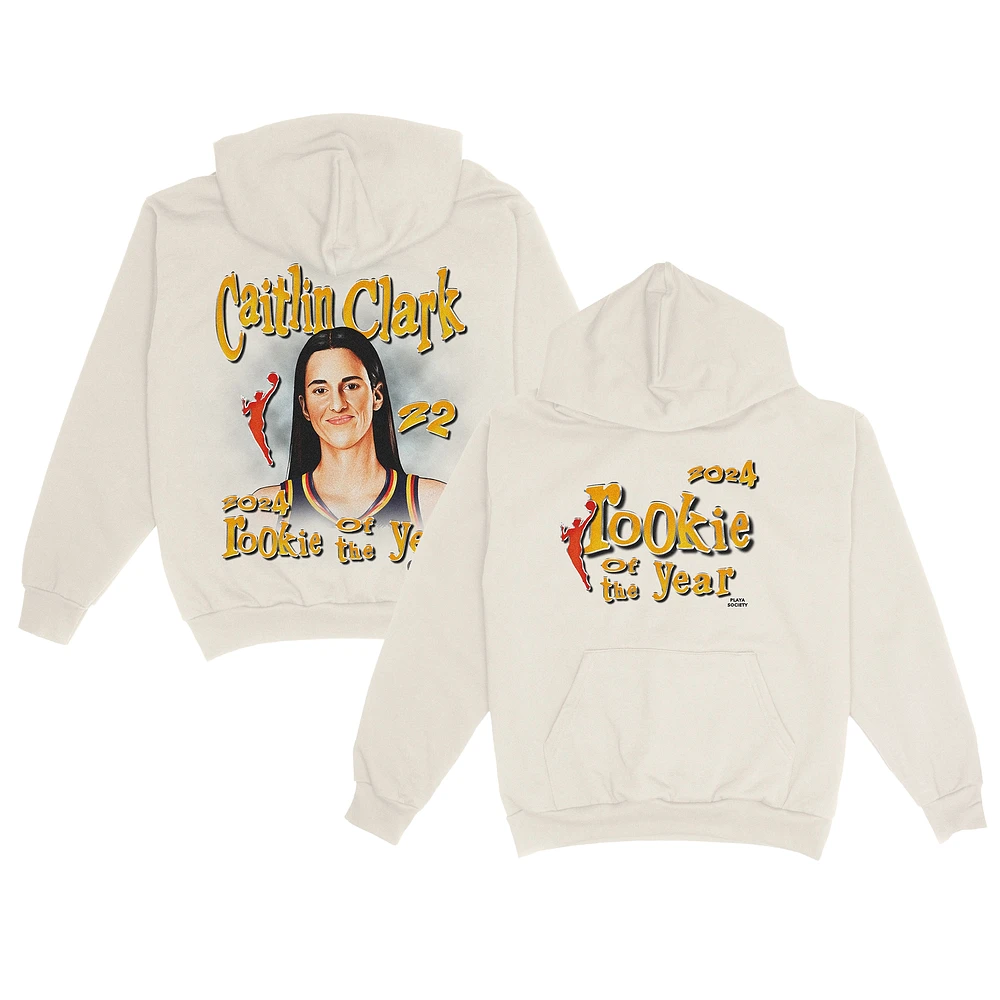 Unisex Playa Society Caitlin Clark Cream Indiana Fever 2024 WNBA Rookie of the Year Pullover Hoodie