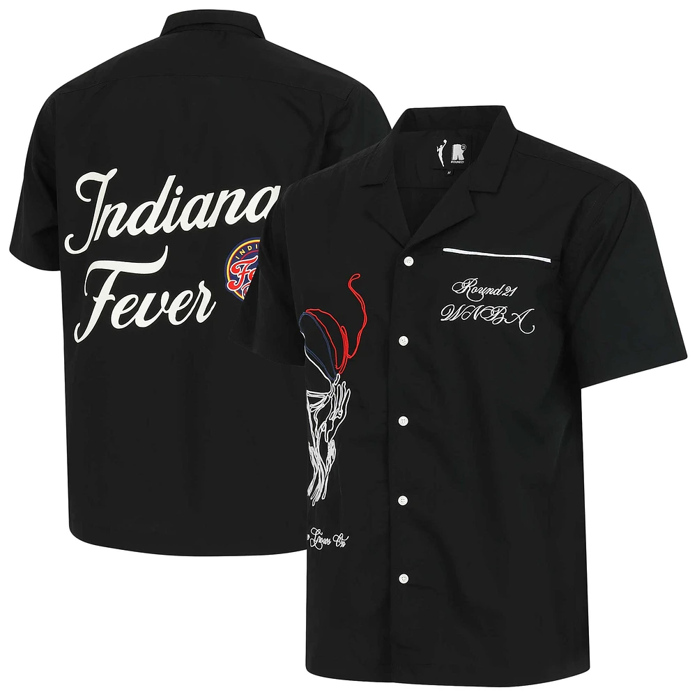 T-shirt de bowling unisexe noir à boutons ronds 21 Indiana Fever Lucky Strike