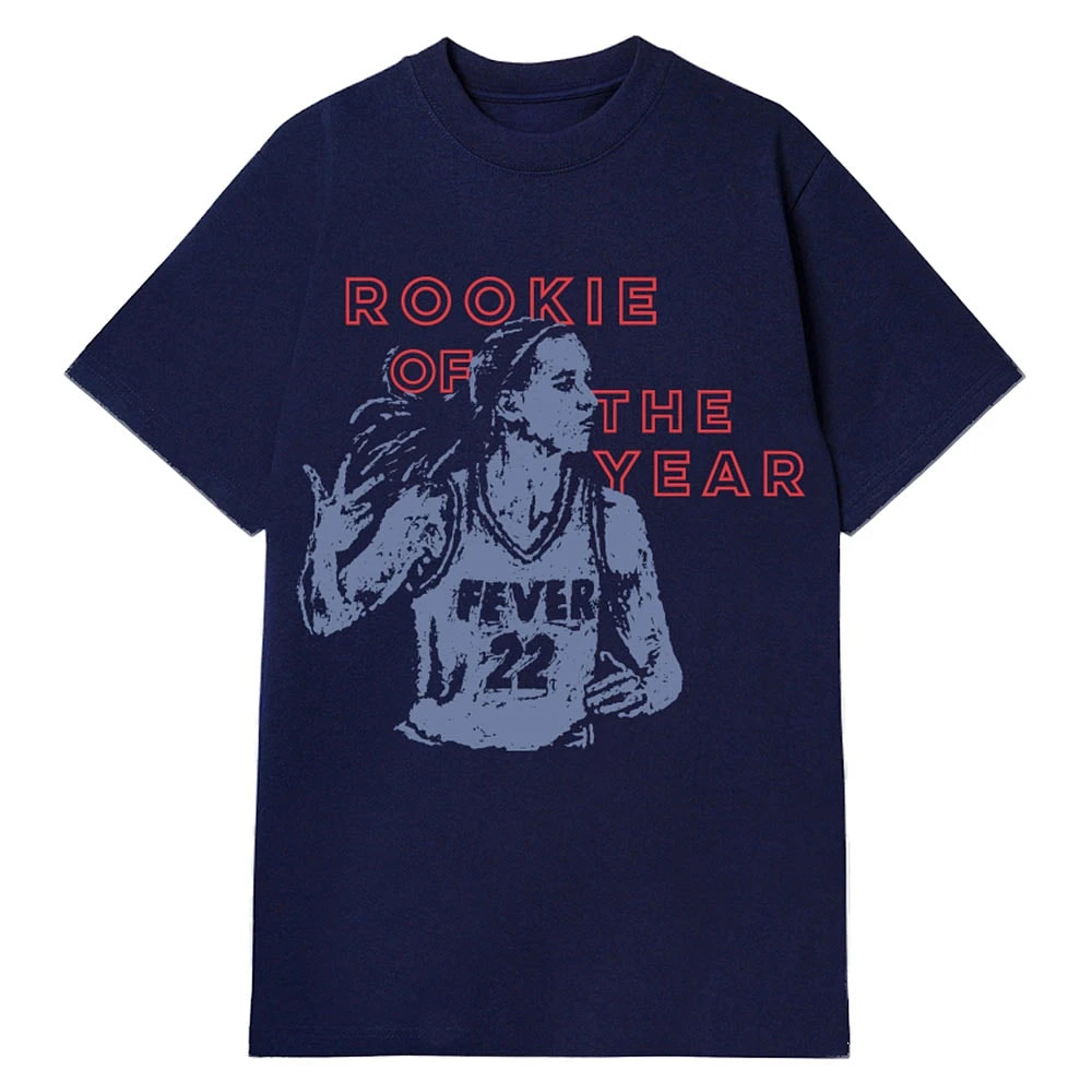 T-shirt unisexe round21 Caitlin Clark bleu marine Indiana Fever 2024 WNBA Rookie of the Year