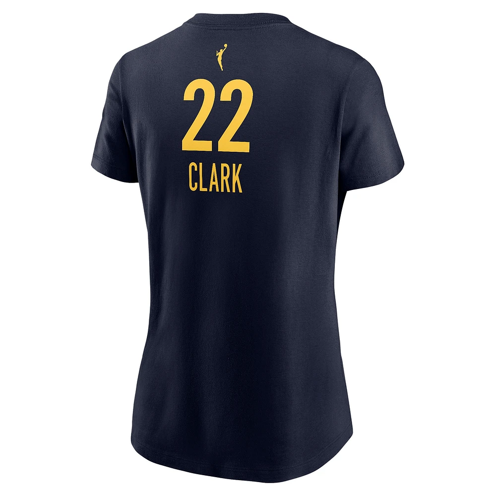 T-shirt Nike Caitlin Clark pour femme, bleu marine, Indiana Fever 2024 WNBA Draft Explorer Edition, nom et numéro du joueur