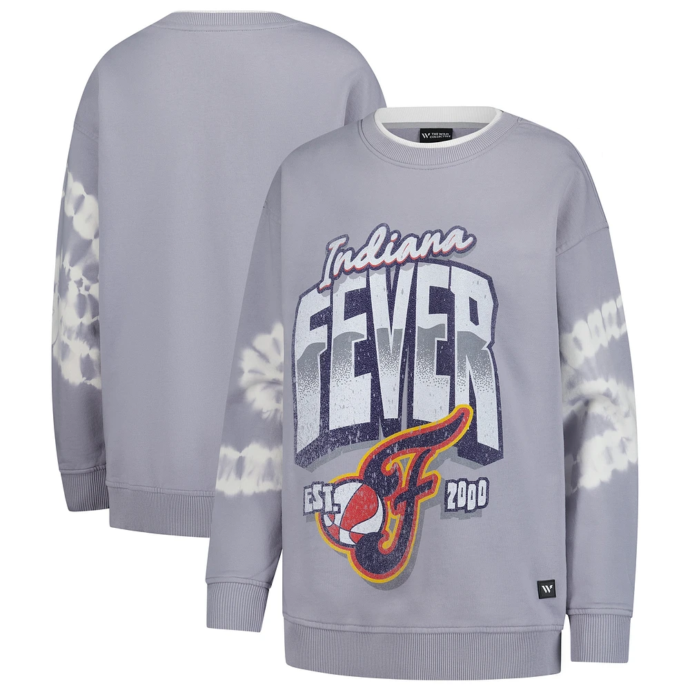 Women's The Wild Collective  Gray Indiana Fever Double Collar Fleece Pullover Sweatshirt