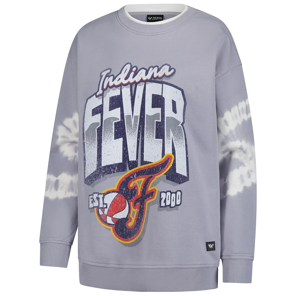 Women's The Wild Collective  Gray Indiana Fever Double Collar Fleece Pullover Sweatshirt