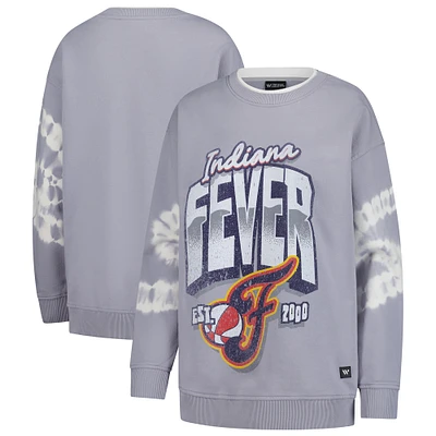 Women's The Wild Collective  Gray Indiana Fever Double Collar Fleece Pullover Sweatshirt