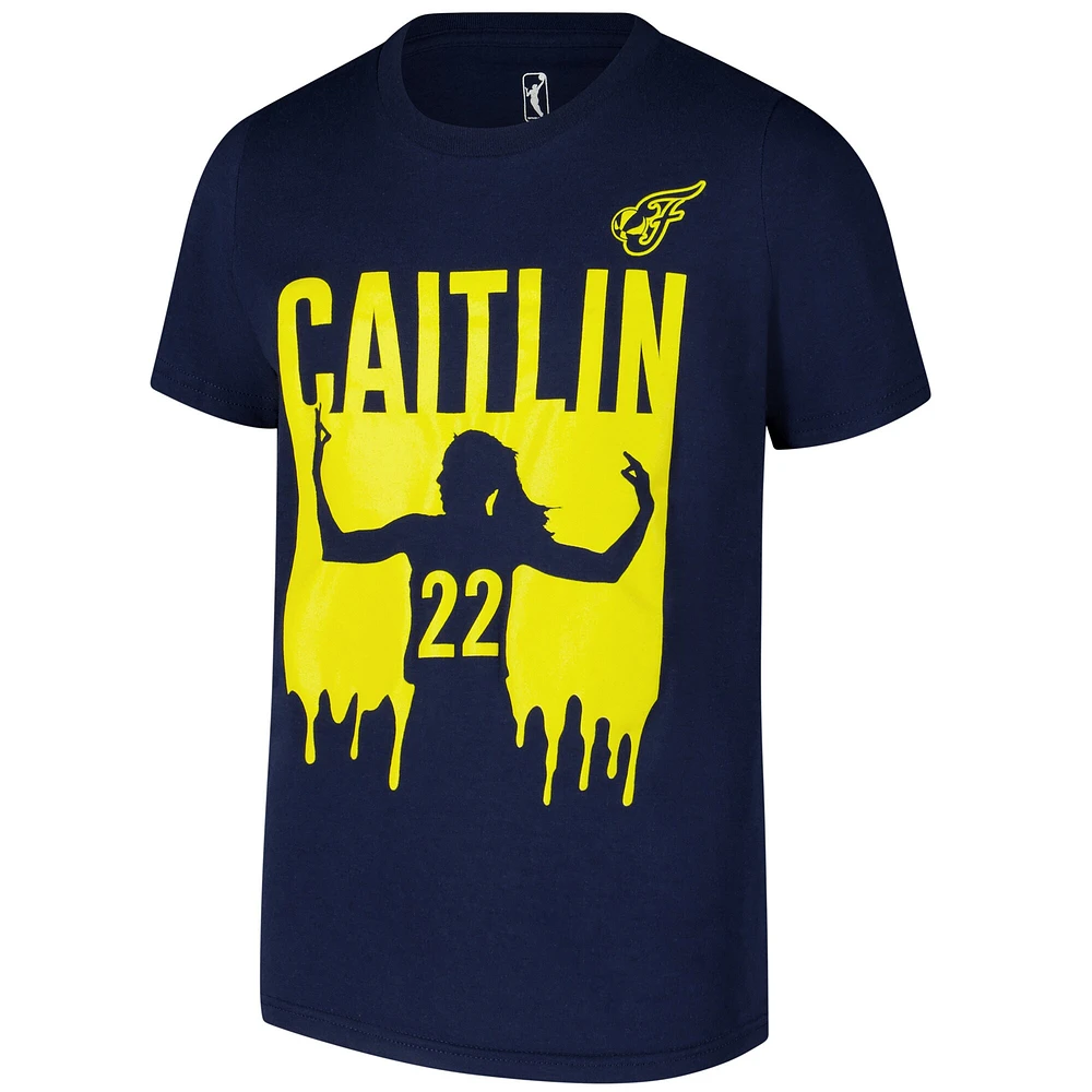T-shirt pour jeune joueur Caitlin Clark bleu marine Indiana Fever Drip Player