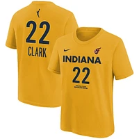 T-shirt Nike Caitlin Clark Gold Indiana Fever pour jeune avec nom et numéro