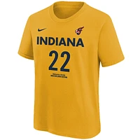 T-shirt Nike Caitlin Clark Gold Indiana Fever pour jeune avec nom et numéro