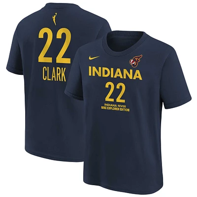 T-shirt avec nom et numéro de joueur Nike Caitlin Clark pour jeune Indiana Fever 2024 WNBA Draft Explorer Edition