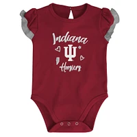 Girls Newborn & Infant Crimson/Heather Gray Indiana Hoosiers Too Much Love Two-Piece Bodysuit Set