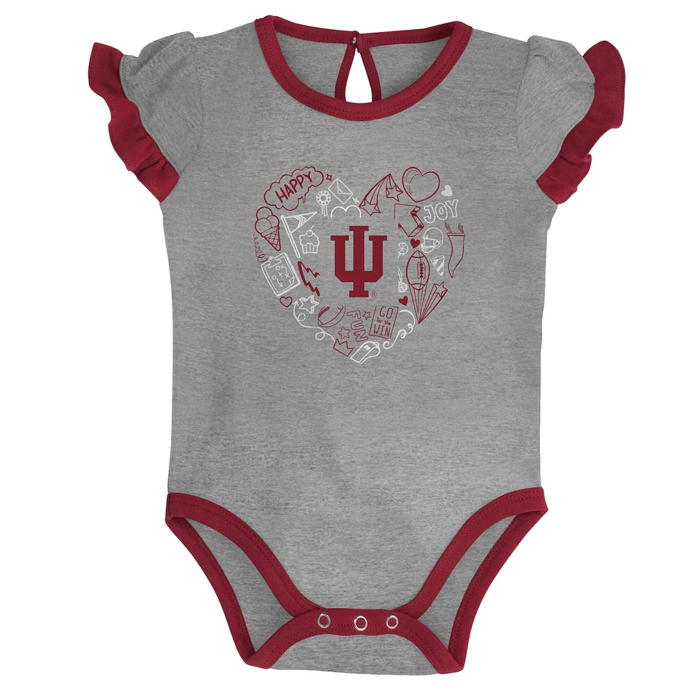 Girls Newborn & Infant Crimson/Heather Gray Indiana Hoosiers Too Much Love Two-Piece Bodysuit Set