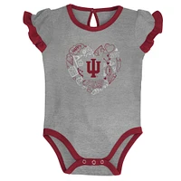Girls Newborn & Infant Crimson/Heather Gray Indiana Hoosiers Too Much Love Two-Piece Bodysuit Set