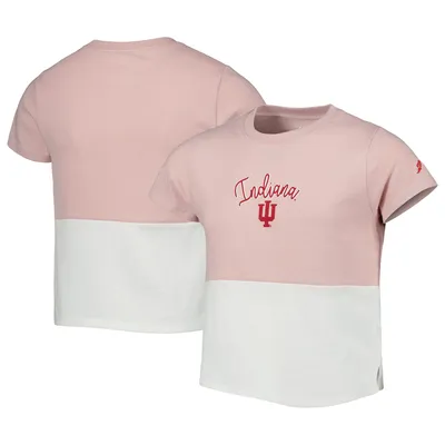 Indiana Hoosiers League Collegiate Wear Girls Youth Colorblocked T-Shirt - Pink/White