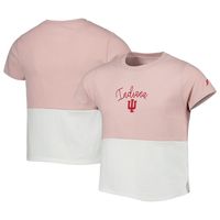 Girls Youth League Collegiate Wear Pink/White Indiana Hoosiers Colorblocked T-Shirt