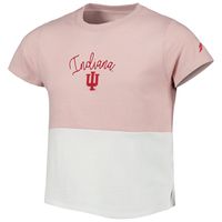 Girls Youth League Collegiate Wear Pink/White Indiana Hoosiers Colorblocked T-Shirt