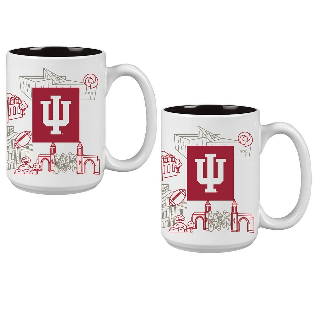 Lot de deux tasses à café à motif de campus Indiana Hoosiers de 15 oz