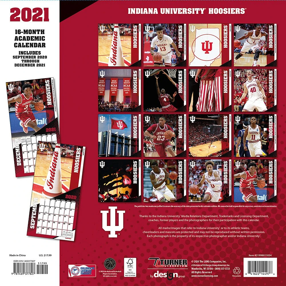 Calendrier mural Indiana Hoosiers 2021