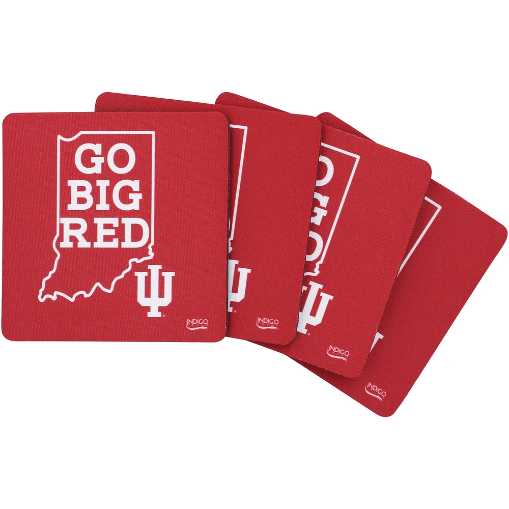 Ensemble de 4 sous-verres spéciaux carrés Indiana Hoosiers