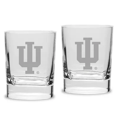 Indiana Hoosiers Set of 2 Square Double Old Fashioned Glasses