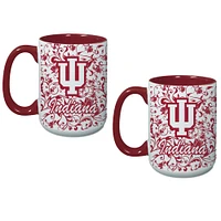 Ensemble de deux tasses à fleurs Indiana Hoosiers