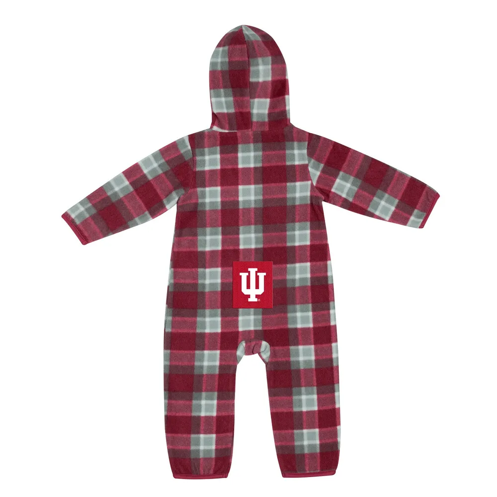 Infant Colosseum Crimson/Grey Indiana Hoosiers Farays Plaid Full-Zip Hoodie Jumper