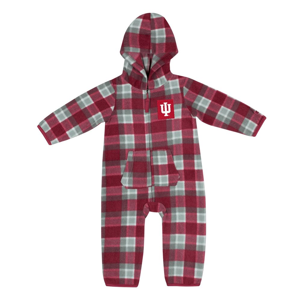 Infant Colosseum Crimson/Gray Indiana Hoosiers Farays Plaid Full-Zip Hoodie Jumper