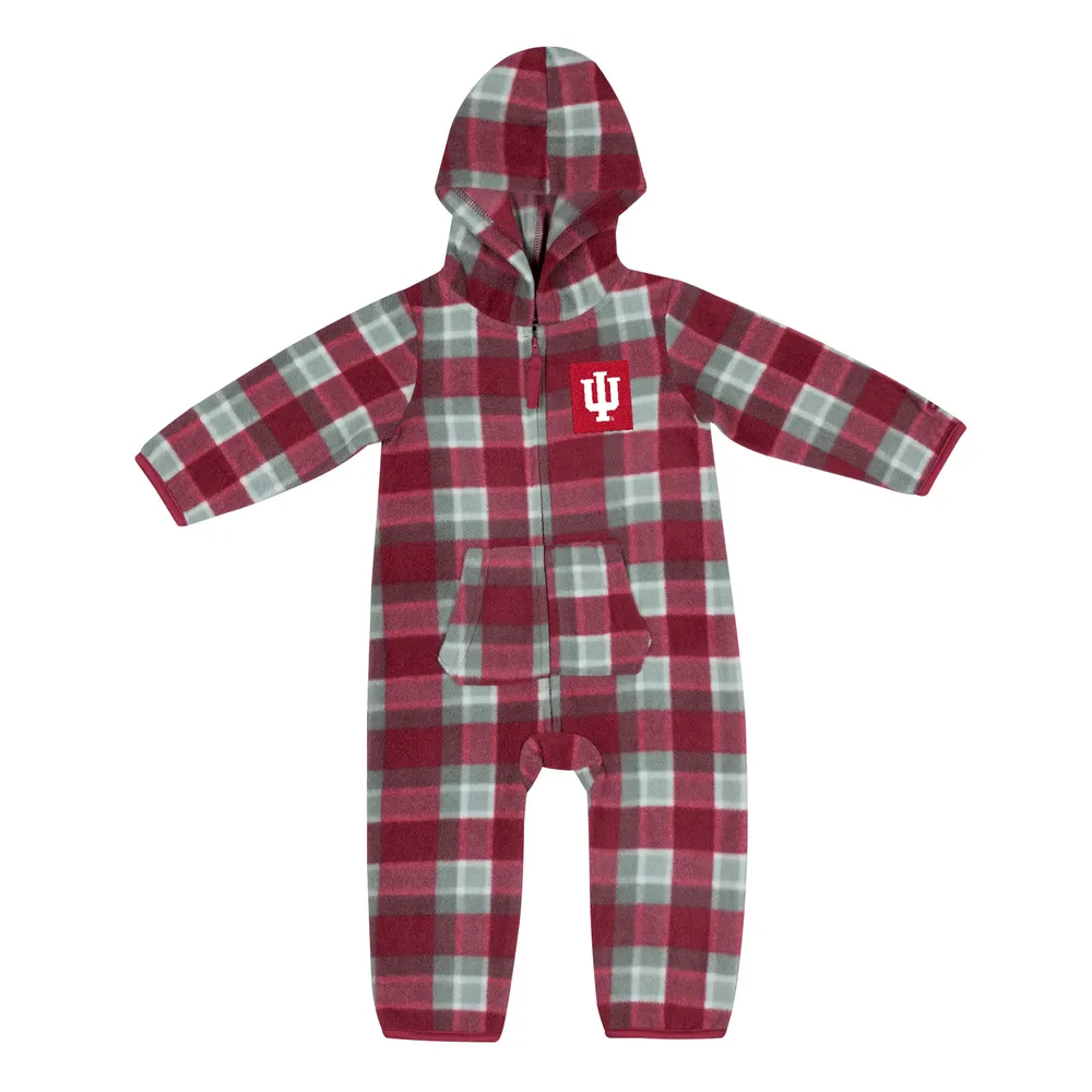 Infant Colosseum Crimson/Grey Indiana Hoosiers Farays Plaid Full-Zip Hoodie Jumper