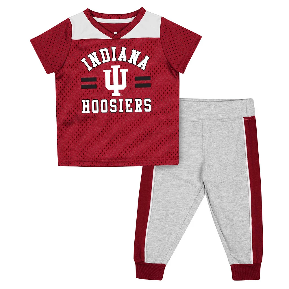 Ensemble maillot et pantalon Indiana Hoosiers Ka-Boot-It Colosseum Crimson/Heather Grey pour bébé