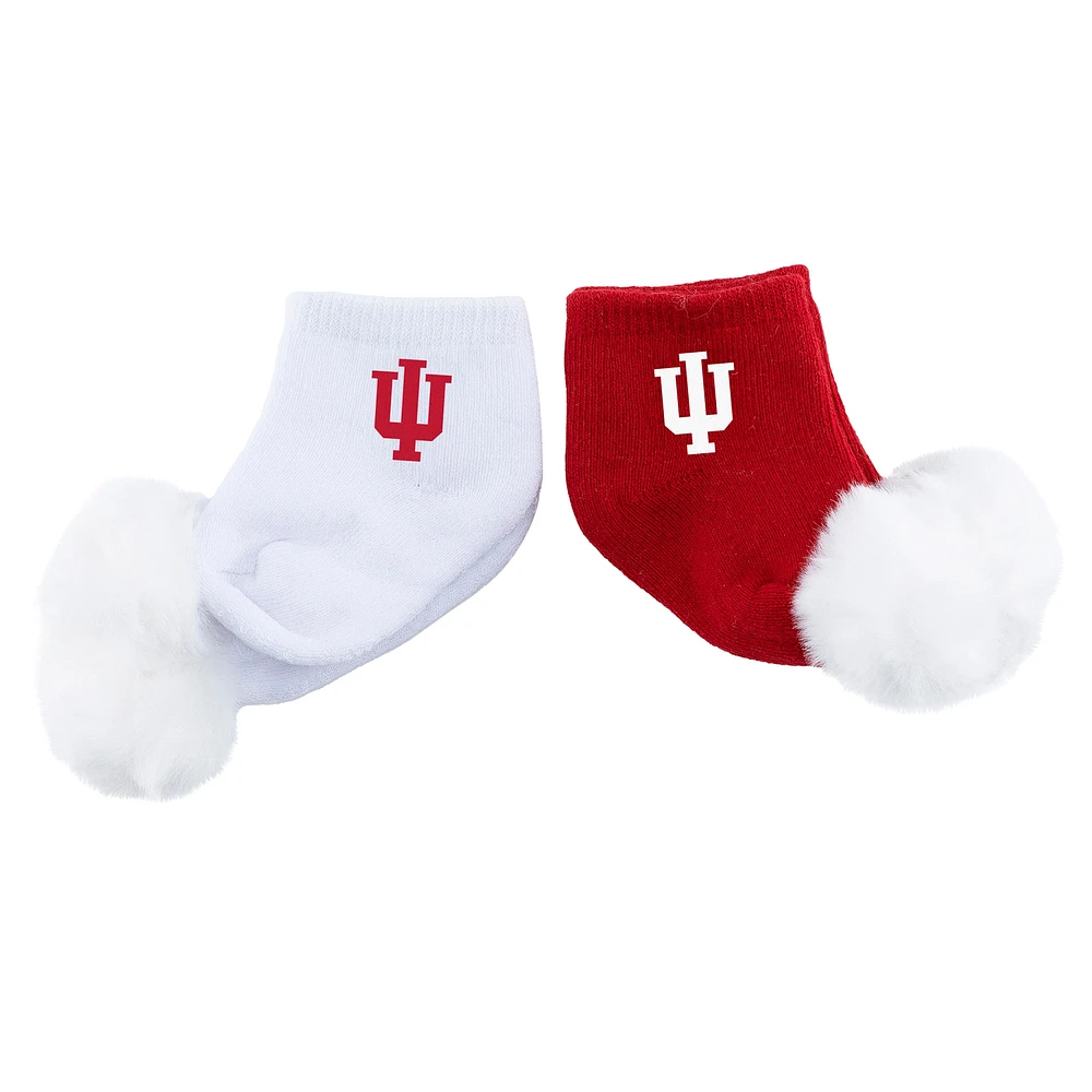 Infant ZooZatz Indiana Hoosiers Two-Pack Pom Socks