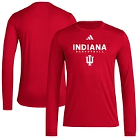 T-shirt à manches longues adidas Crimson Indiana Hoosiers Locker On-Court pour homme