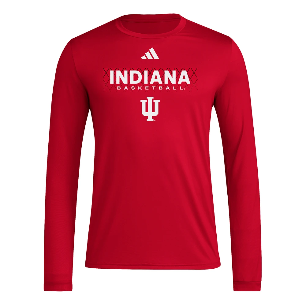 T-shirt à manches longues adidas Crimson Indiana Hoosiers Locker On-Court pour homme