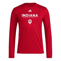 T-shirt à manches longues adidas Crimson Indiana Hoosiers Locker On-Court pour homme
