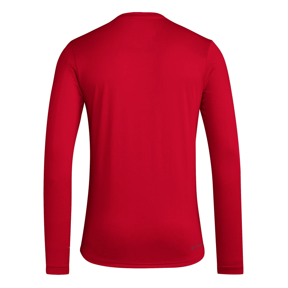 T-shirt à manches longues adidas Crimson Indiana Hoosiers Locker On-Court pour homme