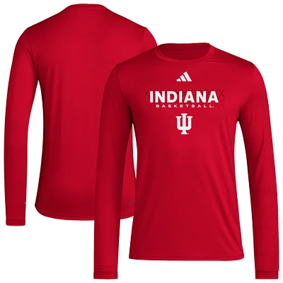 T-shirt à manches longues adidas Crimson Indiana Hoosiers Locker On-Court pour homme