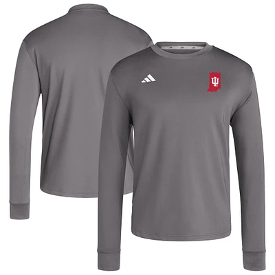 Men's adidas  Gray Indiana Hoosiers Dugout Pullover Sweatshirt