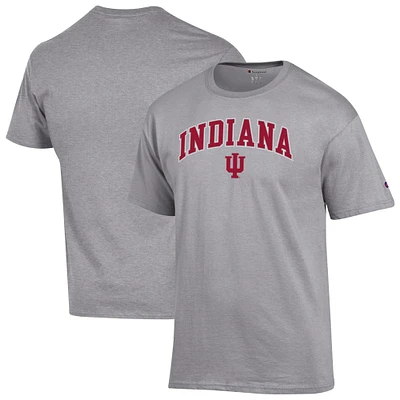 T-shirt Champion gris chiné Indiana Hoosiers Arch Over Logo pour homme