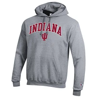 Men's Champion  Heather Gray Indiana Hoosiers Arched Logo Fleece Pullover Hoodie