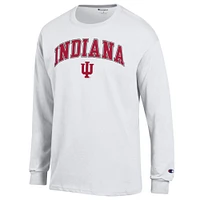 Men's Champion  White Indiana Hoosiers Arch Over Logo Long Sleeve T-Shirt
