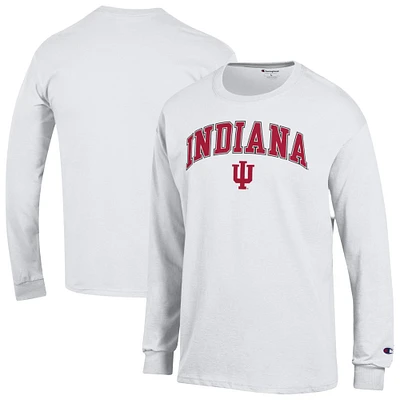 Men's Champion  White Indiana Hoosiers Arch Over Logo Long Sleeve T-Shirt