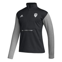 Men's adidas Black/Heathered Gray Indiana Hoosiers Team AEROREADY Half-Zip Jacket