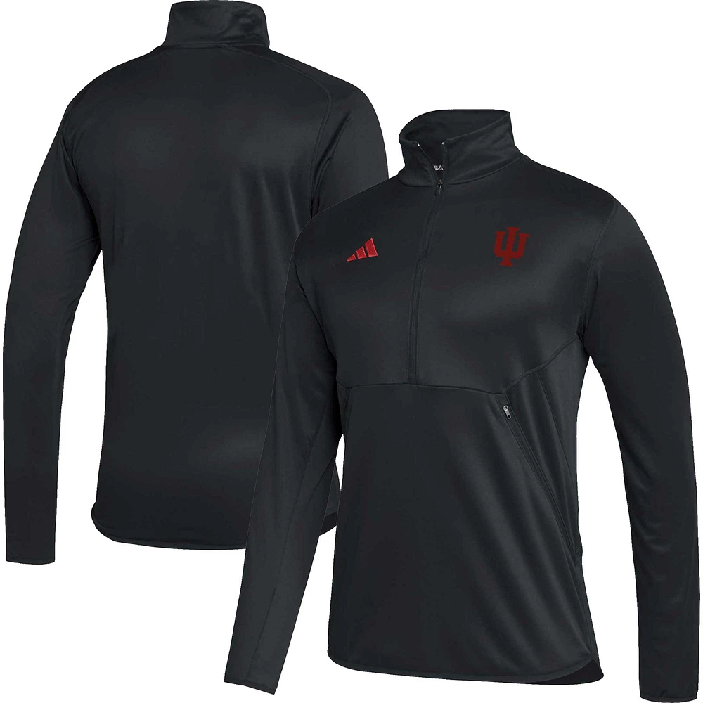 Men's adidas Black Indiana Hoosiers 2023 Sideline AEROREADY Half-Zip Top