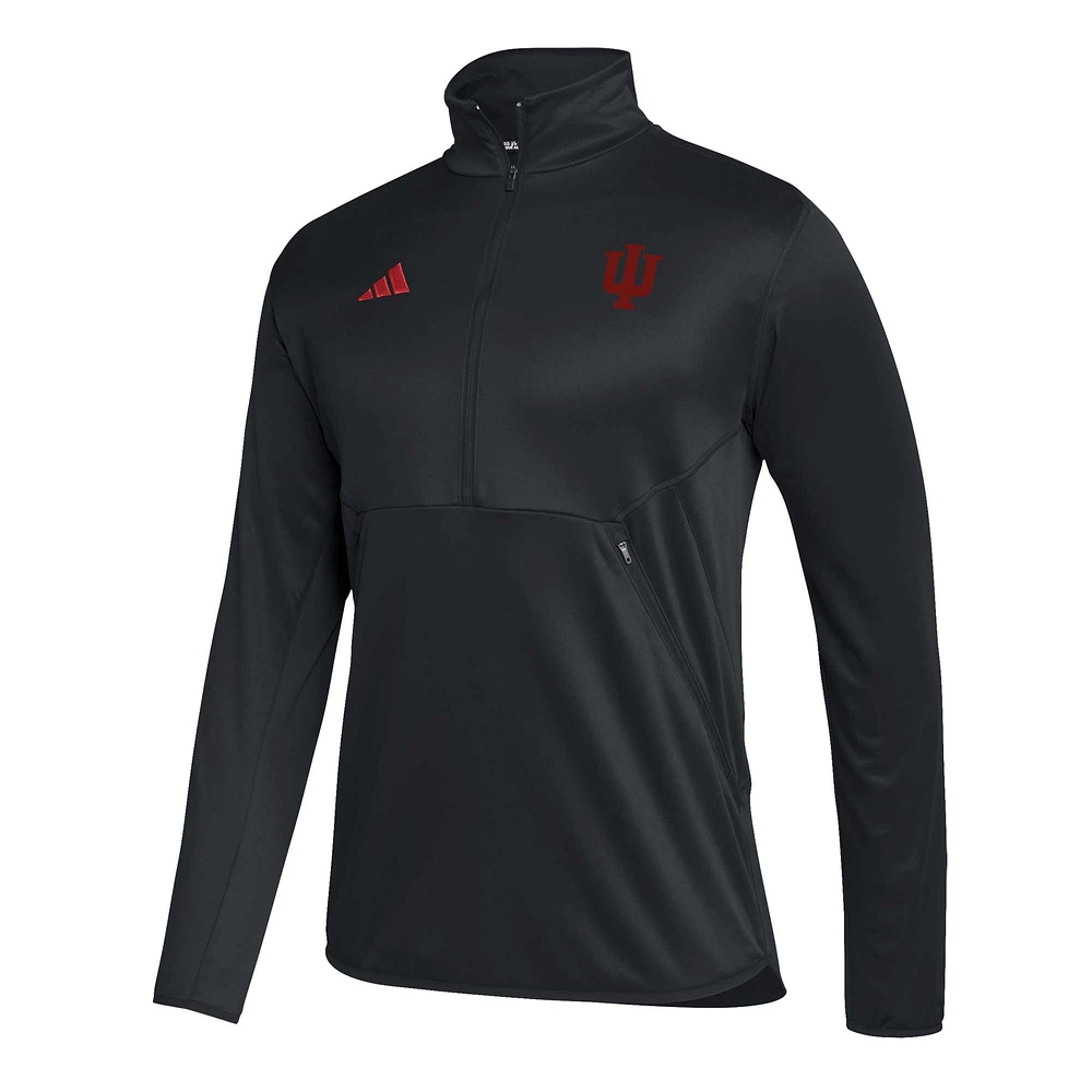 Men's adidas Black Indiana Hoosiers 2023 Sideline AEROREADY Half-Zip Top